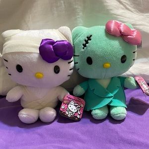 RARE HELLO KITTY FRANKENSTEIN & MUMMY PLUSH SET